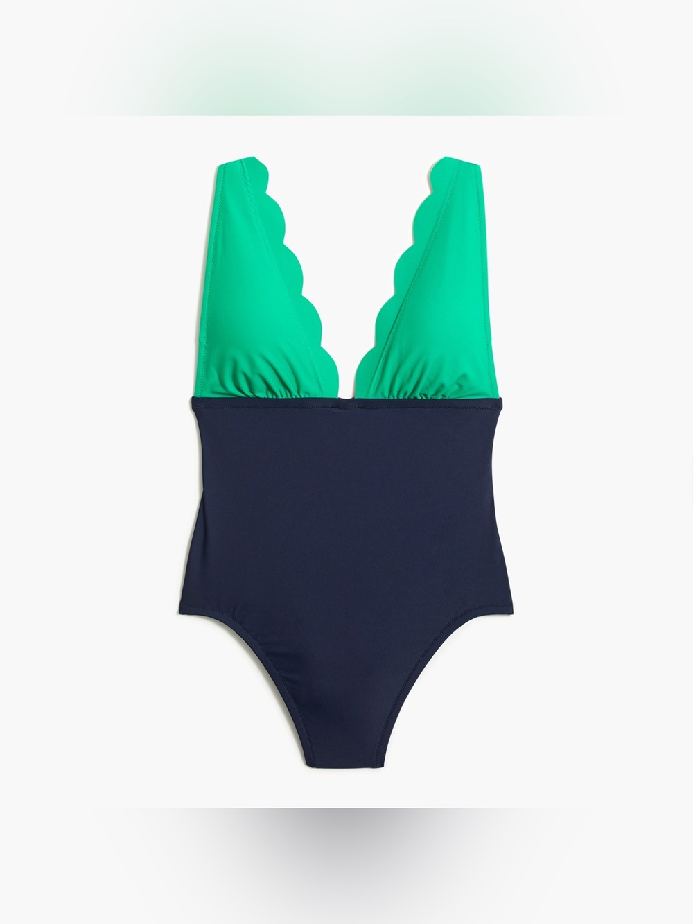 J. Crew Colorblock Scalloped One Piece Swimsuit Green Blue size Small